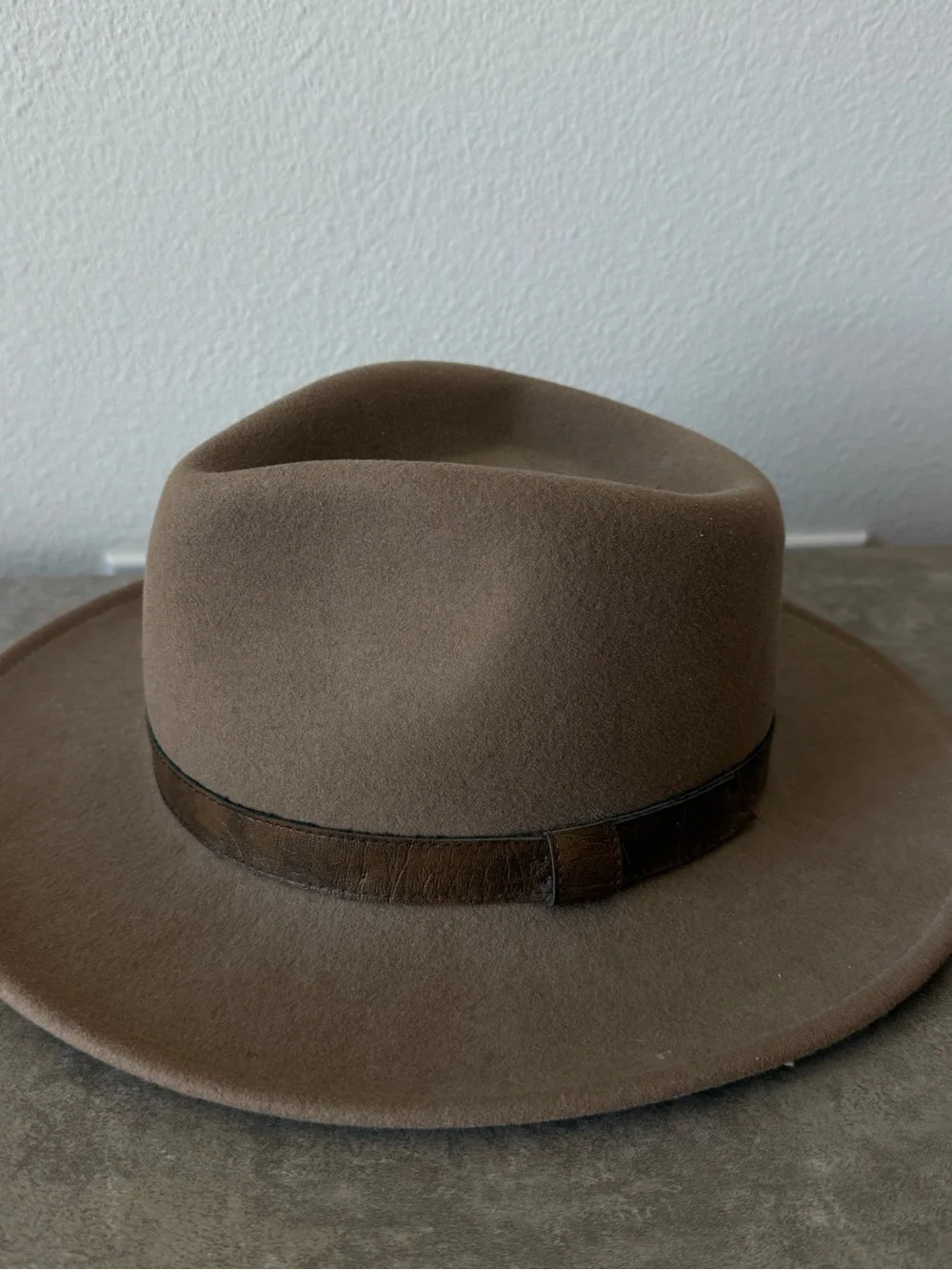 Classic Brown Wool Fedora with Leather Band
